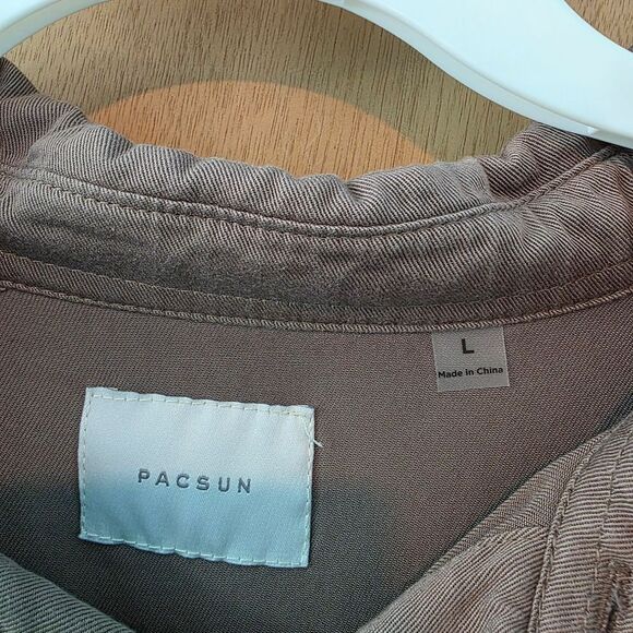 PacSun Casual Button Down Shirt - Brown  Mens L - Picture 3 of 3